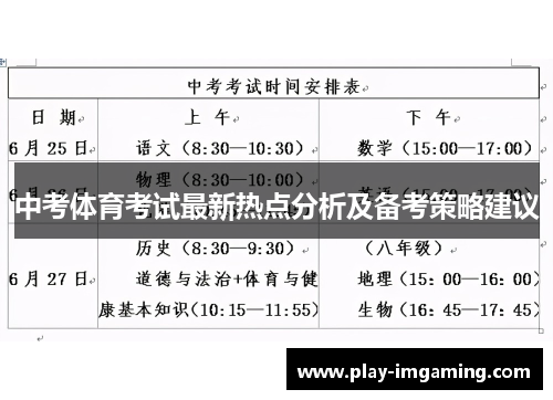 中考体育考试最新热点分析及备考策略建议